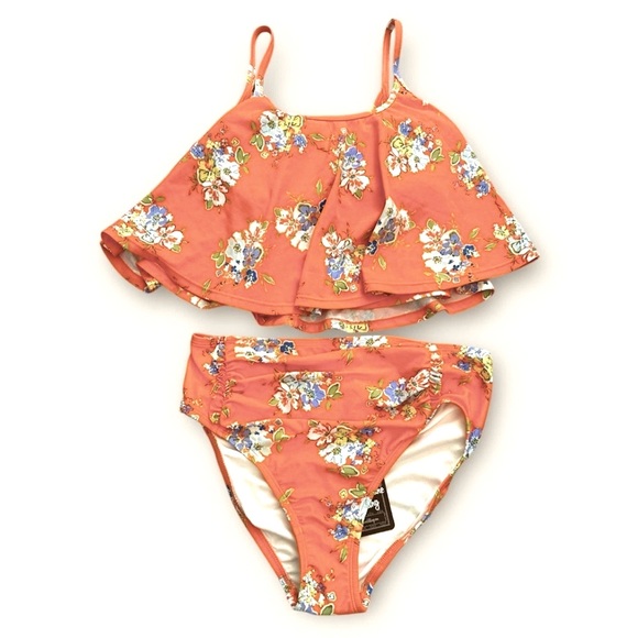 Women’s Matilda Jane Flouncy Floral Orange Tankini Top + Swim Bottom Size XS NWT - Picture 2 of 9